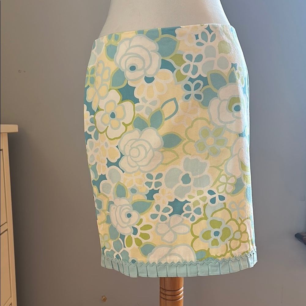 Loft Floral Patterned Skirt - Blue and Green